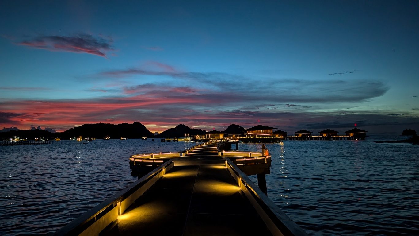 Sunset over the water