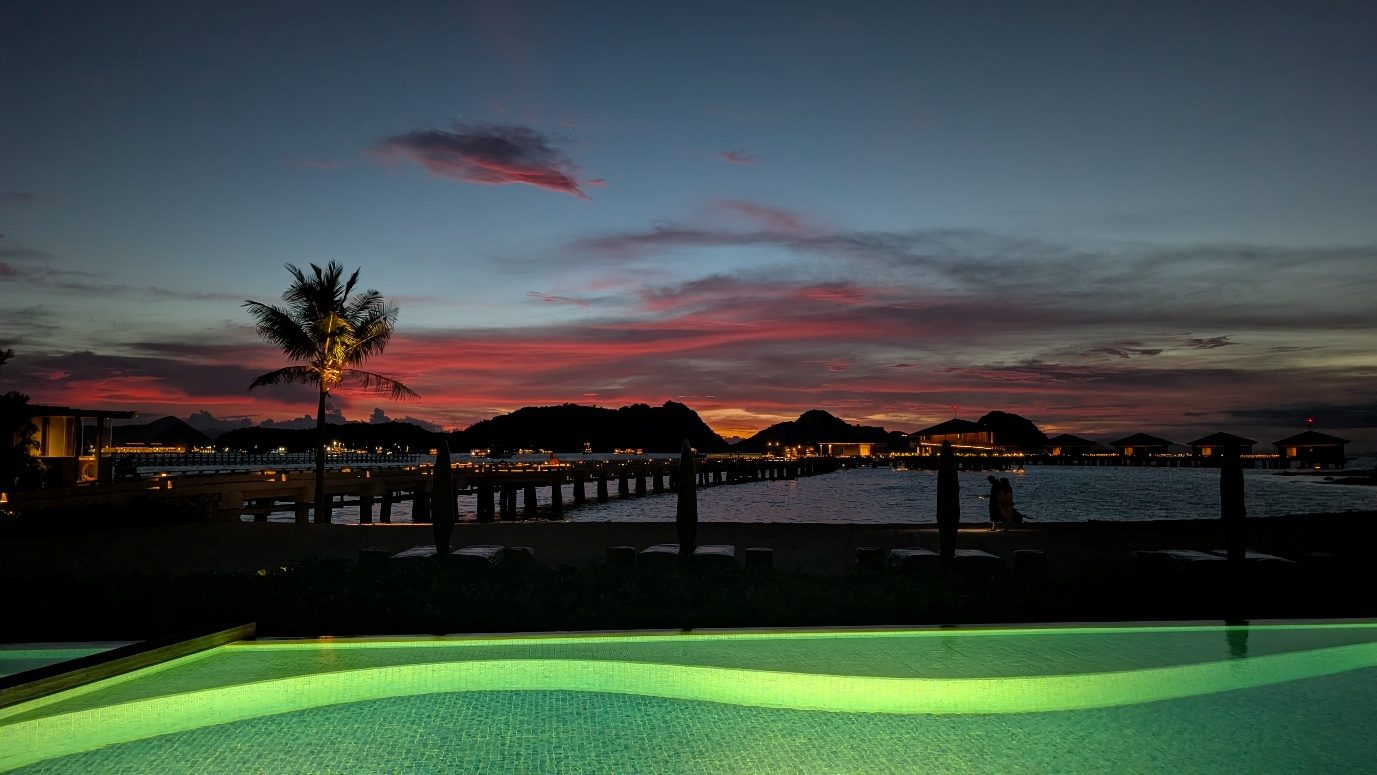 Sunset with palm silhouette